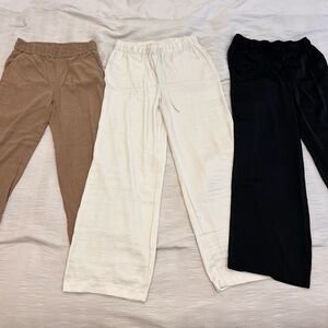 H&M Straight Leg Pants Brown/Tan, Black and White/Cream Relaxed Fit